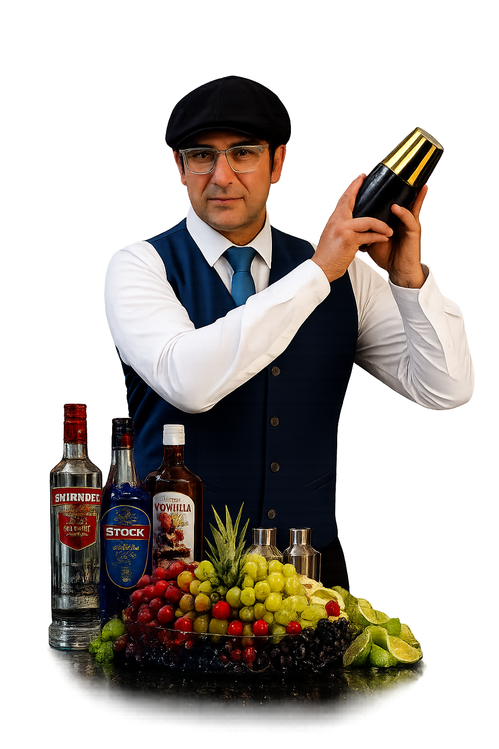 Bartender Classe A com shaker em coquetelaria autoral